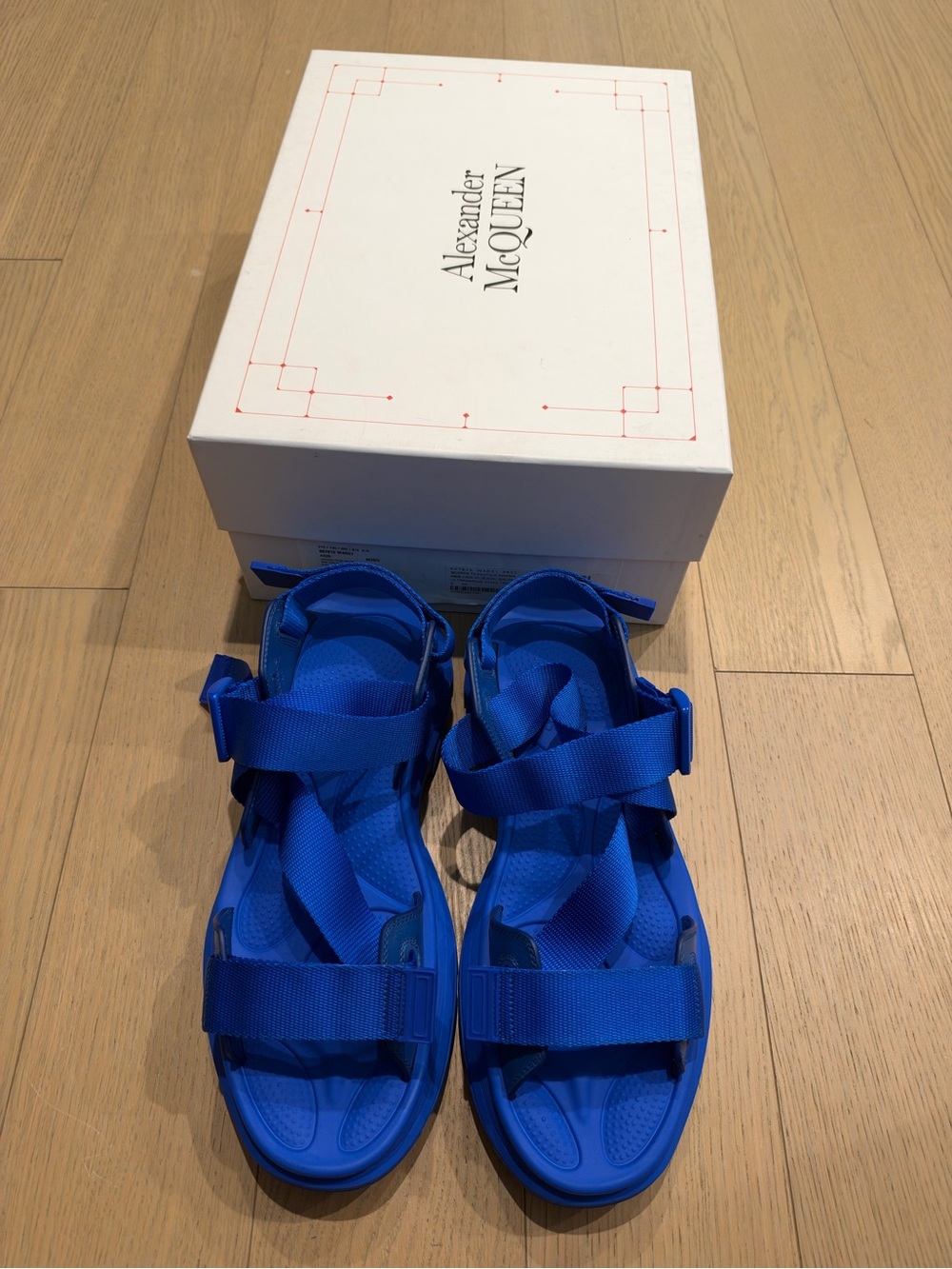 Alexander McQueen Bright Blue Men’s Adjustable Strap Sandals 44 11